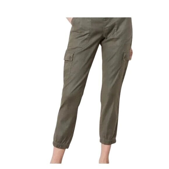 Evereve Tessa Cargo Pants Sz 27 Linen Blend Fatigue Green Utility Gorpcore NEW - Picture 1 of 7